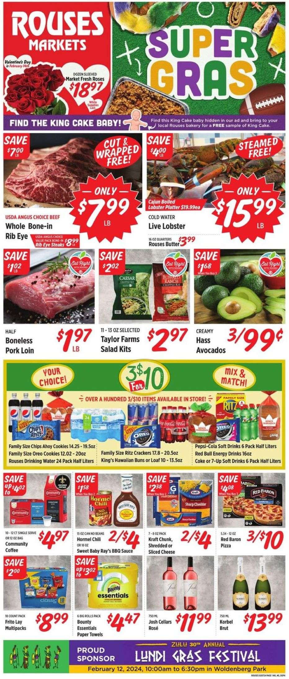 Rouses Markets ad - 02/07/2024 - 02/14/2024. Page 1