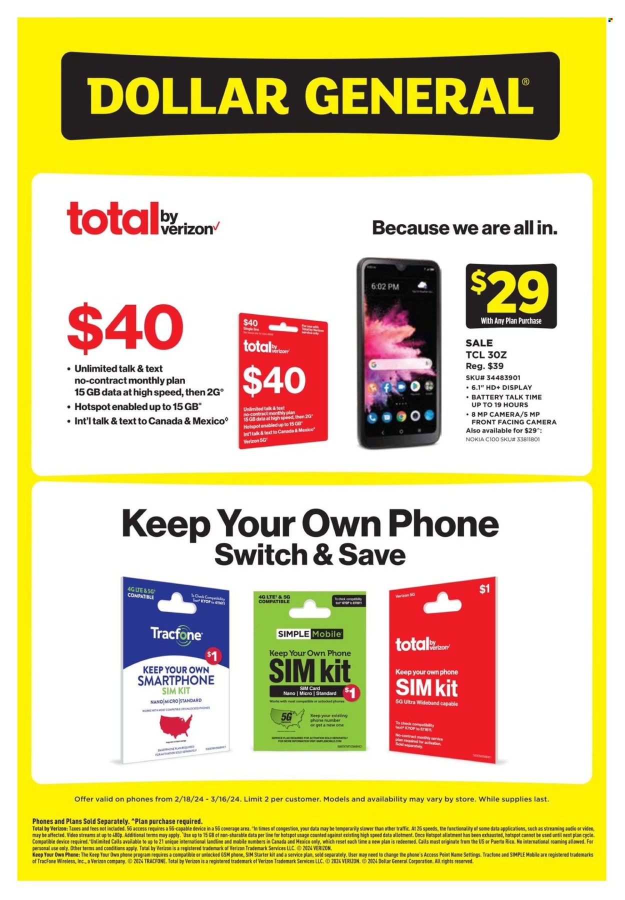 Dollar General ad - 02/18/2024 - 03/16/2024. Page 1