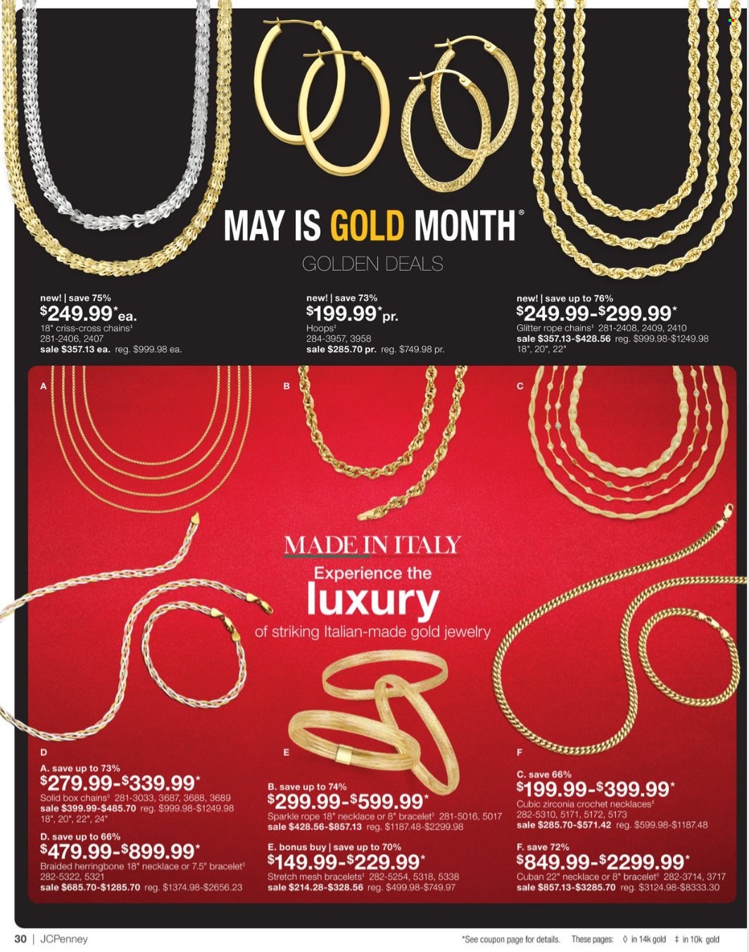 thumbnail - JCPenney Flyer - 04/11/2024 - 05/15/2024 - Sales products - glitter, bracelet, necklace, jewelry. Page 30.