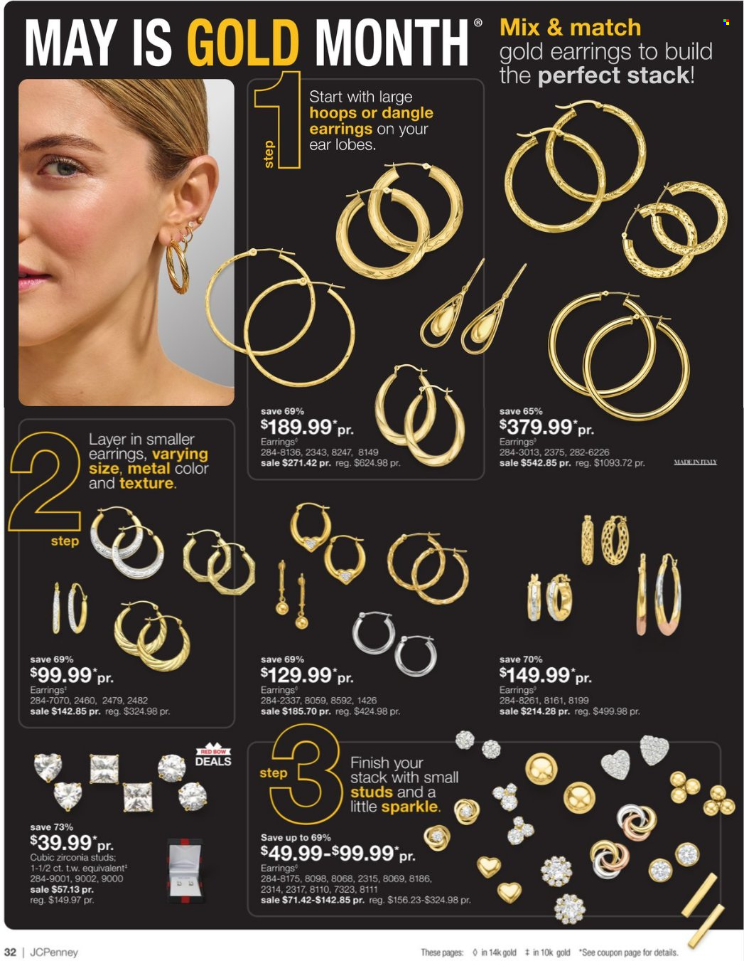 thumbnail - JCPenney Flyer - 04/11/2024 - 05/15/2024 - Sales products - earrings, studs. Page 32.