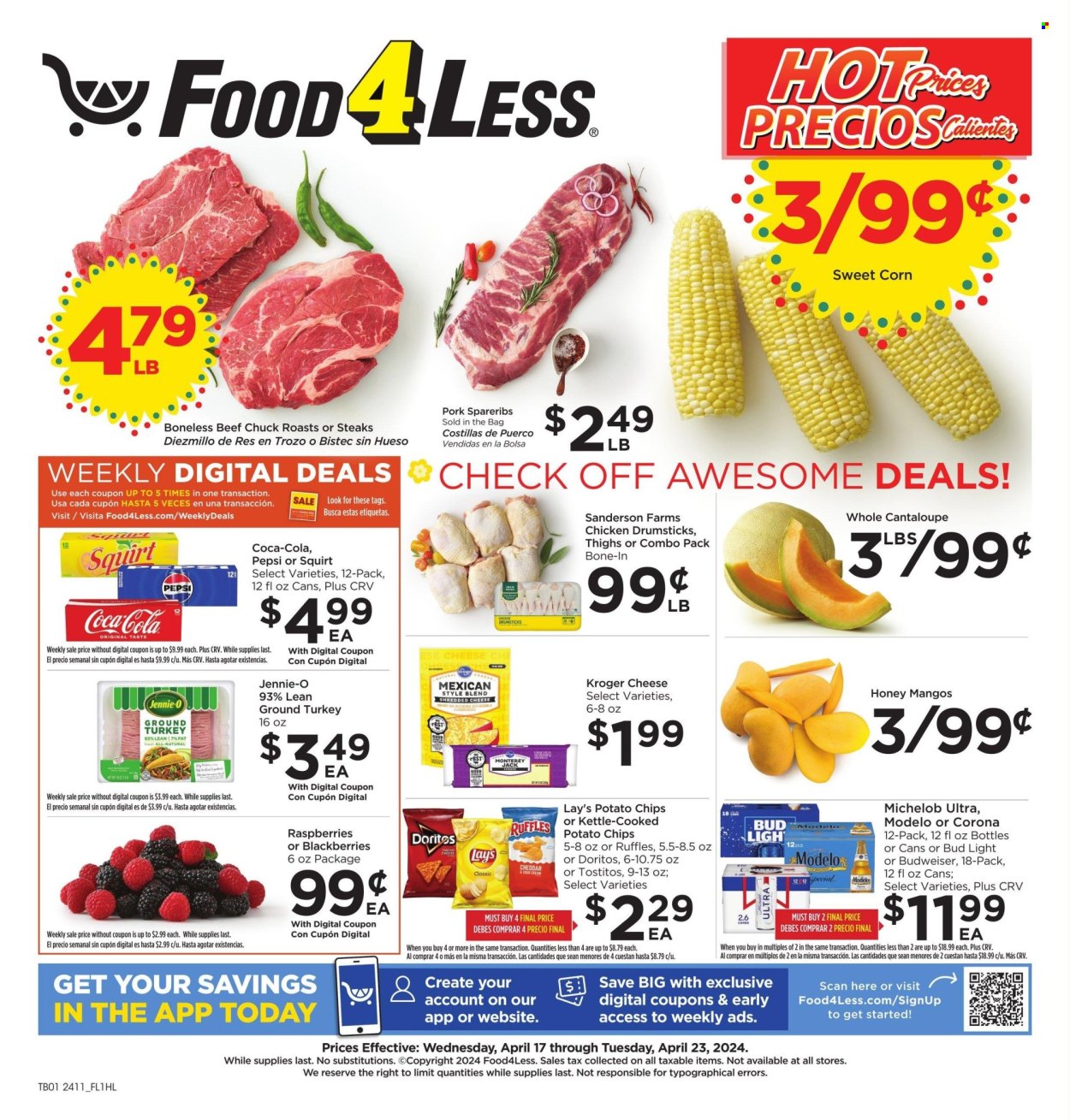 Food 4 Less ad - 04/17/2024 - 04/23/2024. Page 1