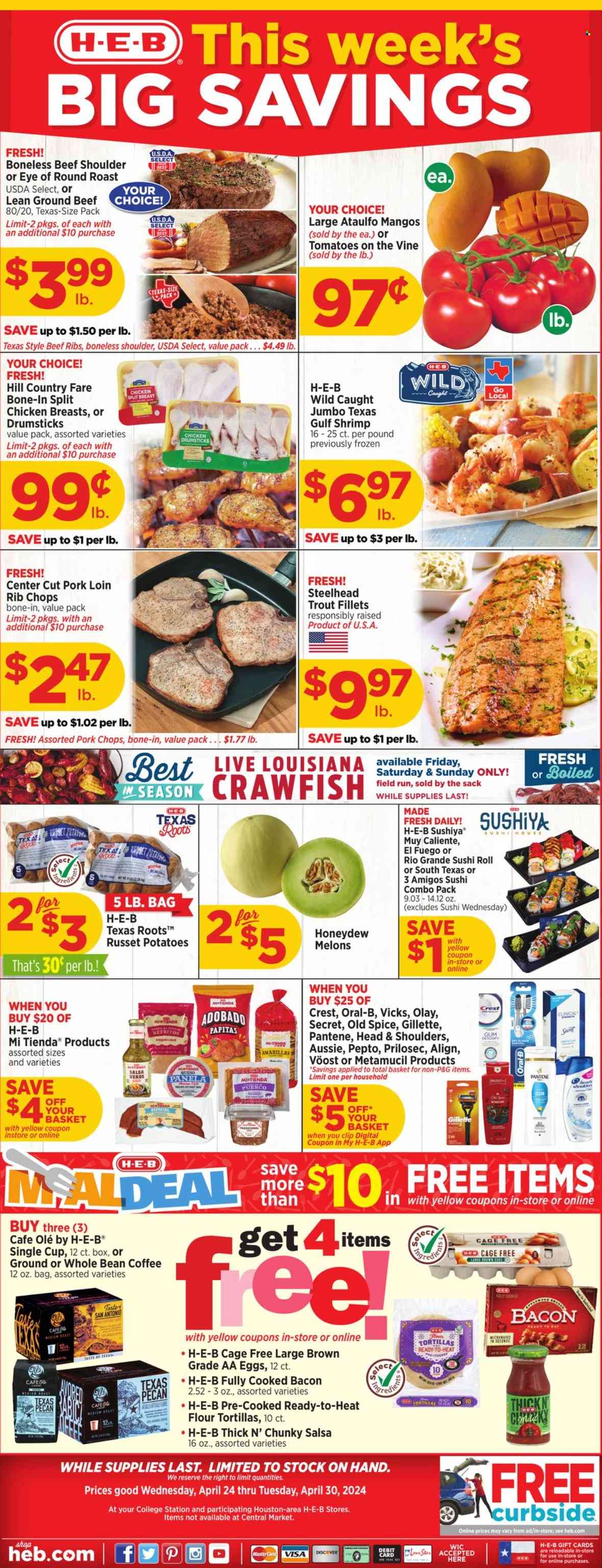 H-E-B ad - 04/24/2024 - 04/30/2024. Page 1