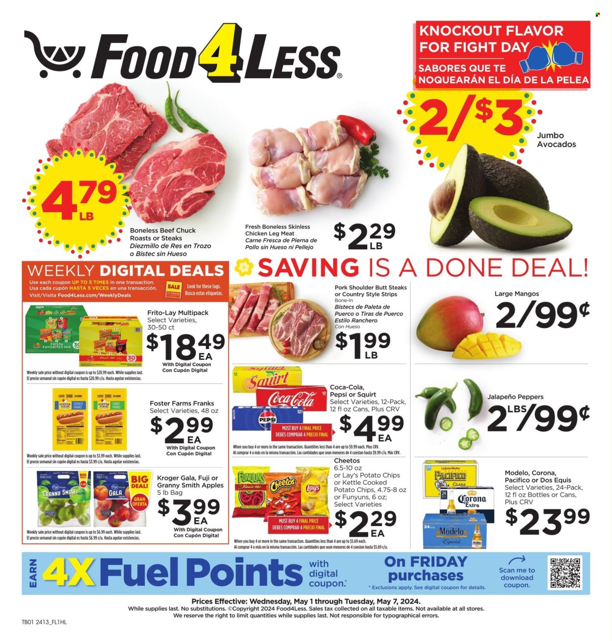 Food 4 Less ad - 05/01/2024 - 05/07/2024. Page 1