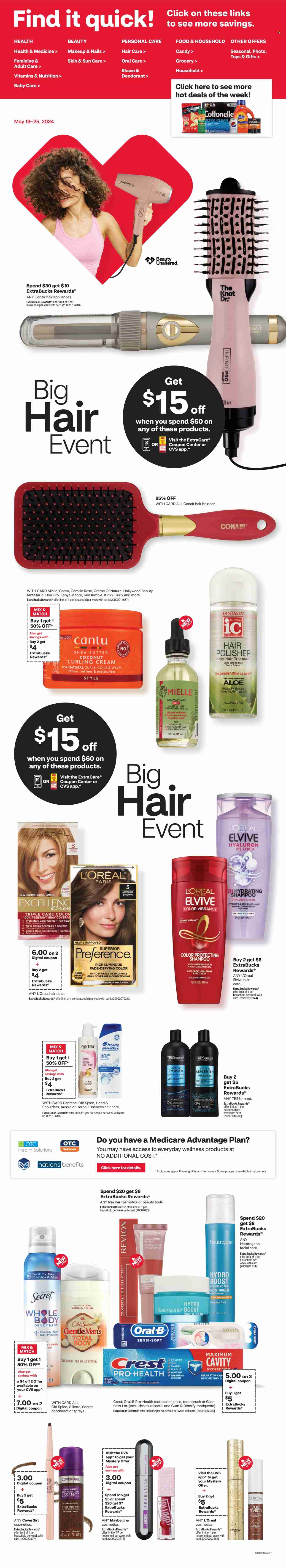 CVS Pharmacy ad - 05/19/2024 - 05/25/2024. Page 1