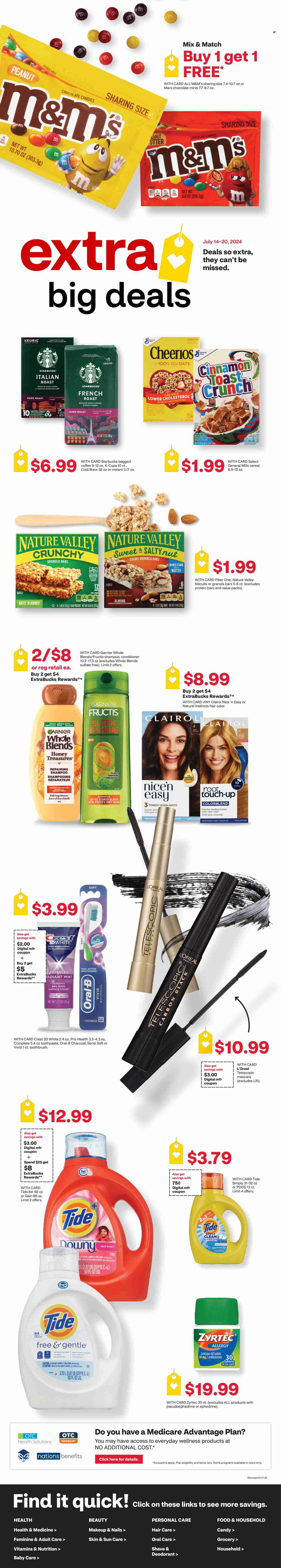 CVS Pharmacy ad - 07/14/2024 - 07/20/2024. Page 1