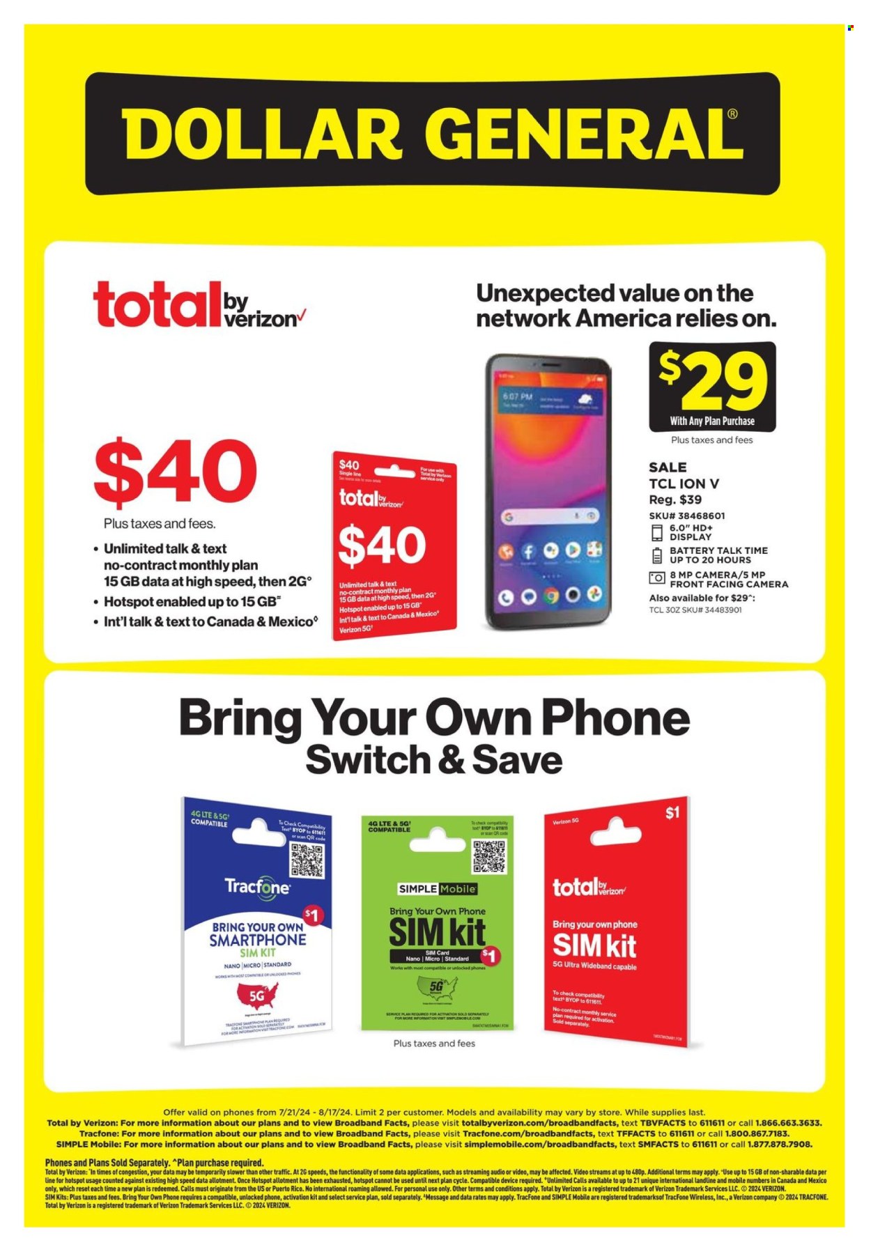 Dollar General ad - 07/21/2024 - 08/17/2024. Page 1