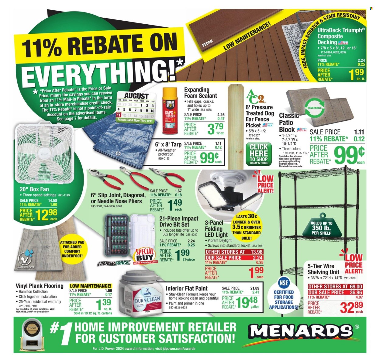Menards ad - 08/01/2024 - 08/11/2024. Page 1