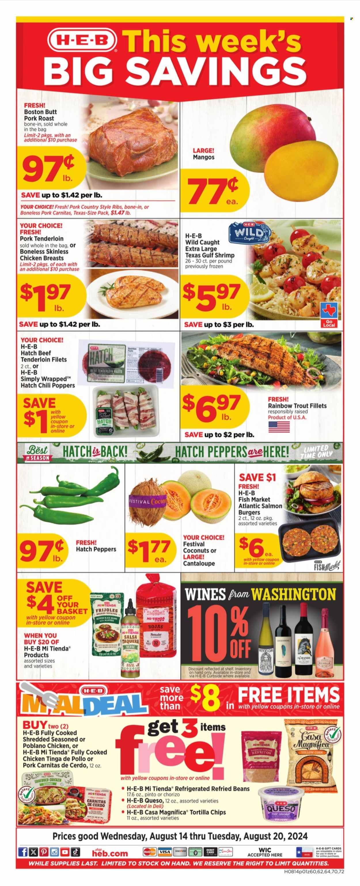 H-E-B ad - 08/14/2024 - 08/20/2024. Page 1