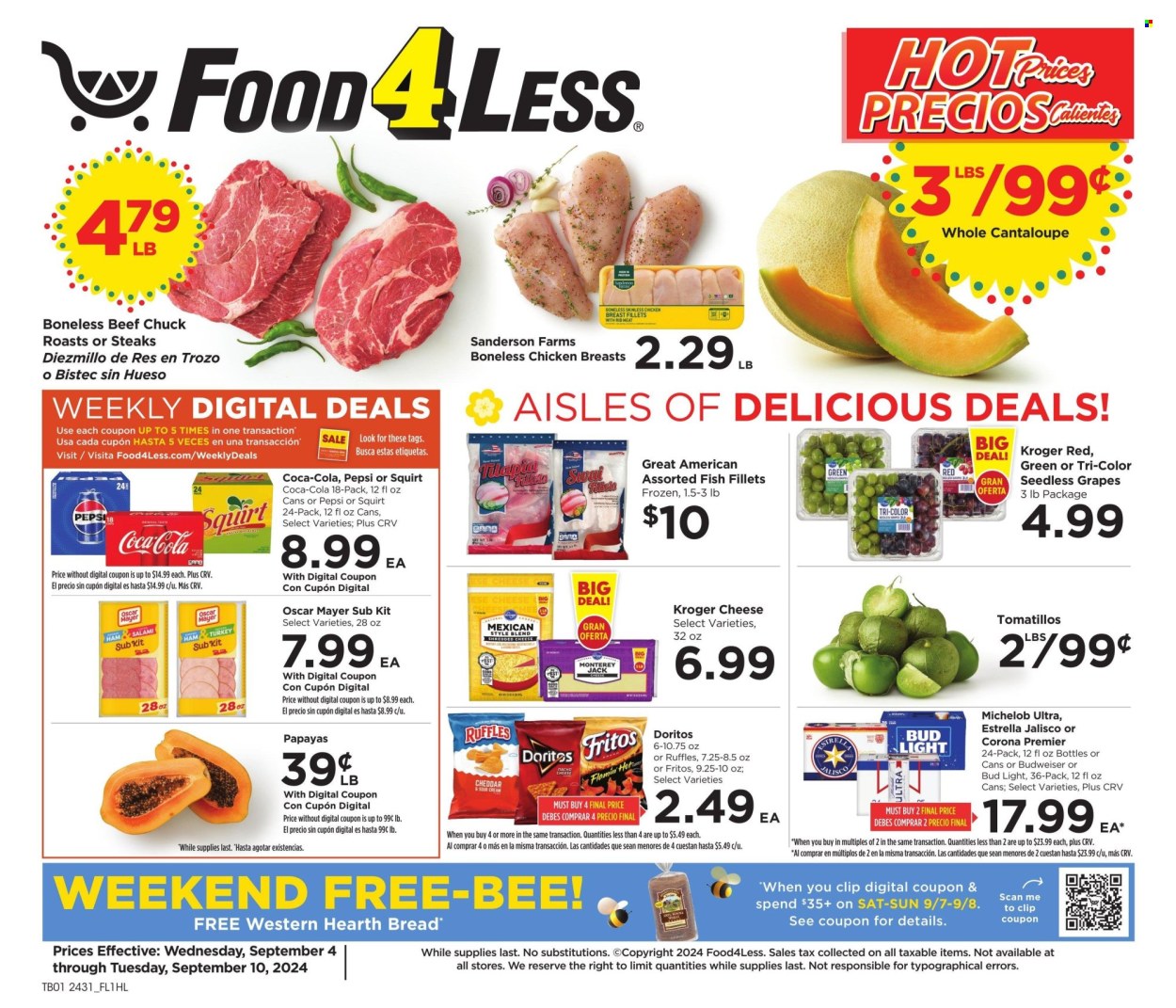 Food 4 Less ad - 09/04/2024 - 09/10/2024. Page 1