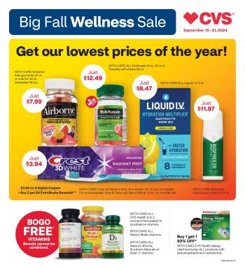 CVS Pharmacy Flyer - 09/15/2024 - 09/21/2024.