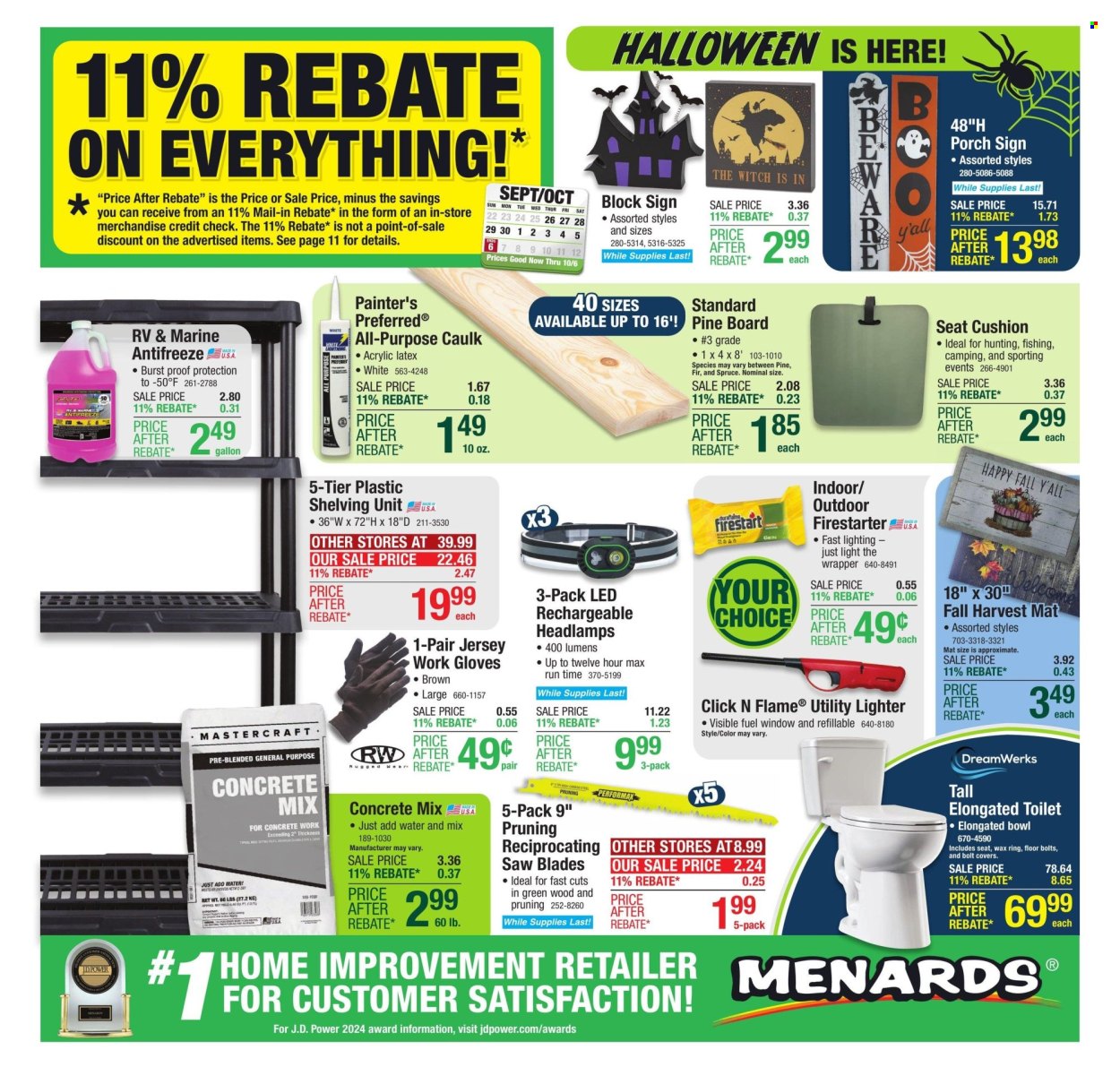 Menards ad - 09/26/2024 - 10/06/2024. Page 1