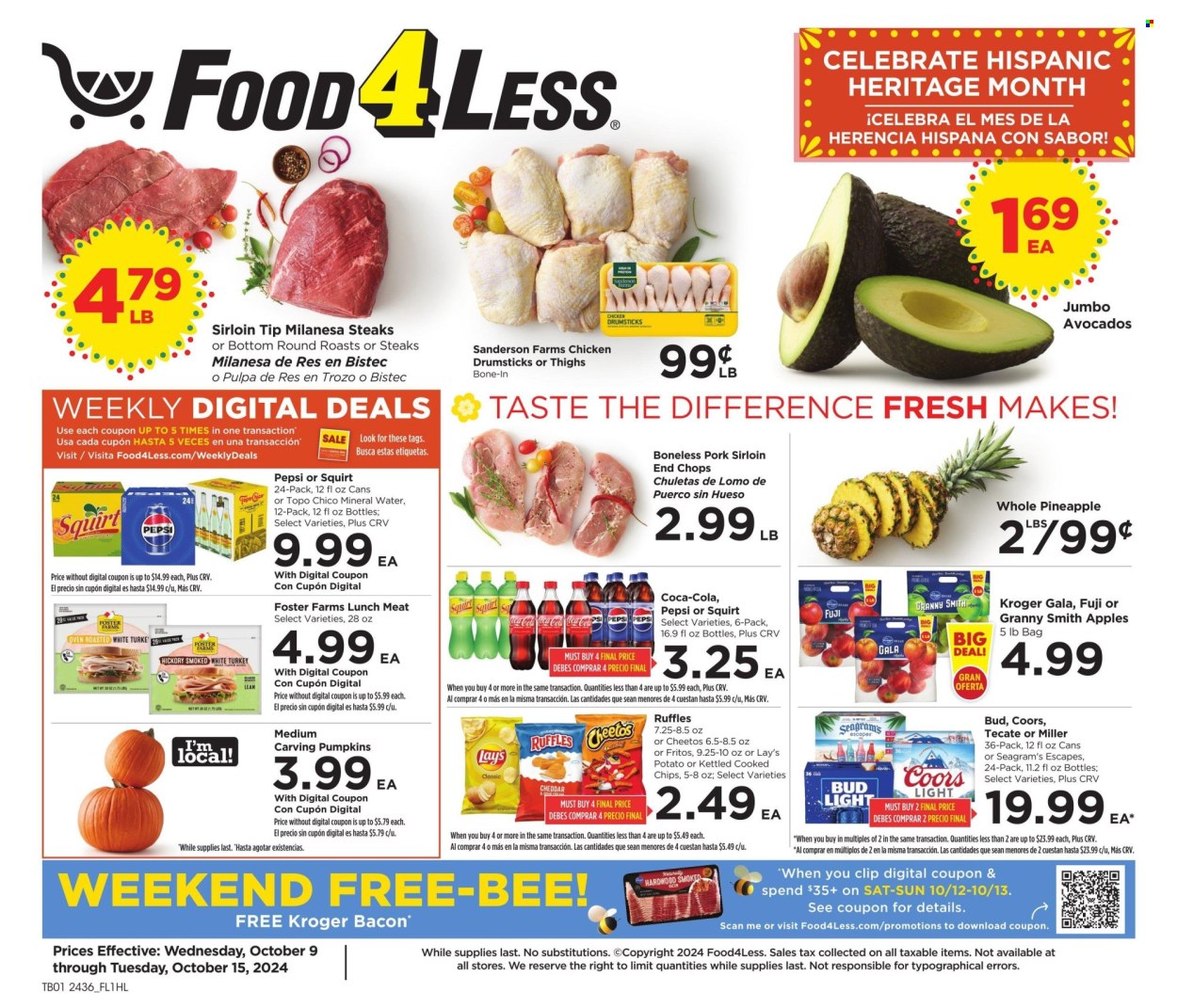 Food 4 Less ad - 10/09/2024 - 10/15/2024. Page 1