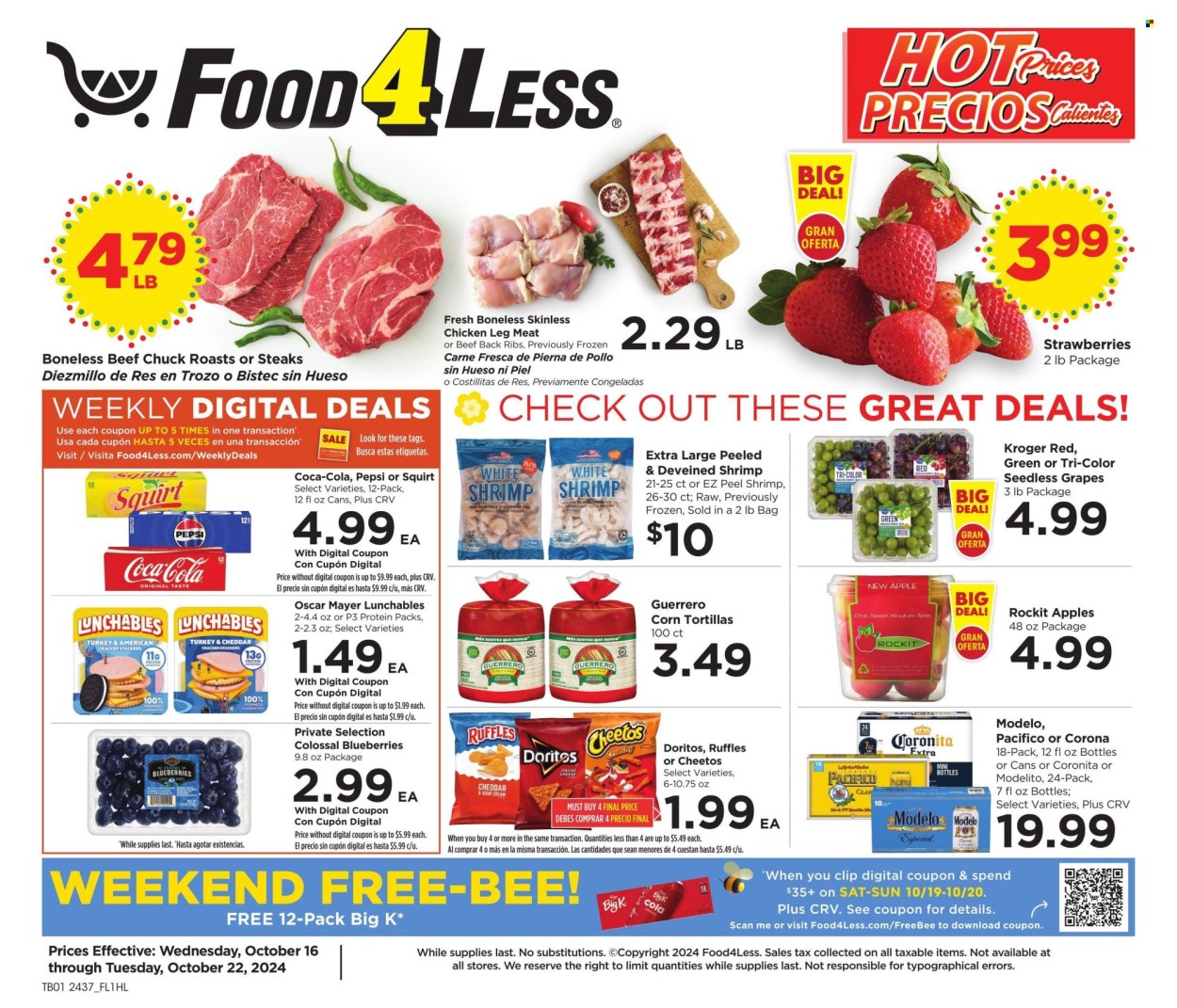 Food 4 Less ad - 10/16/2024 - 10/22/2024. Page 1