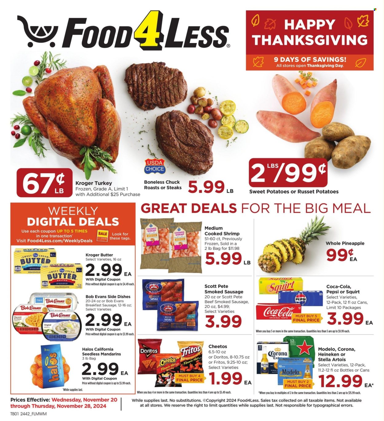 Food 4 Less ad - 11/20/2024 - 11/28/2024. Page 1