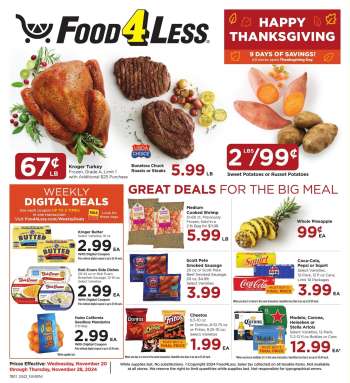 Food 4 Less Flyer - 11/20/2024 - 11/28/2024.