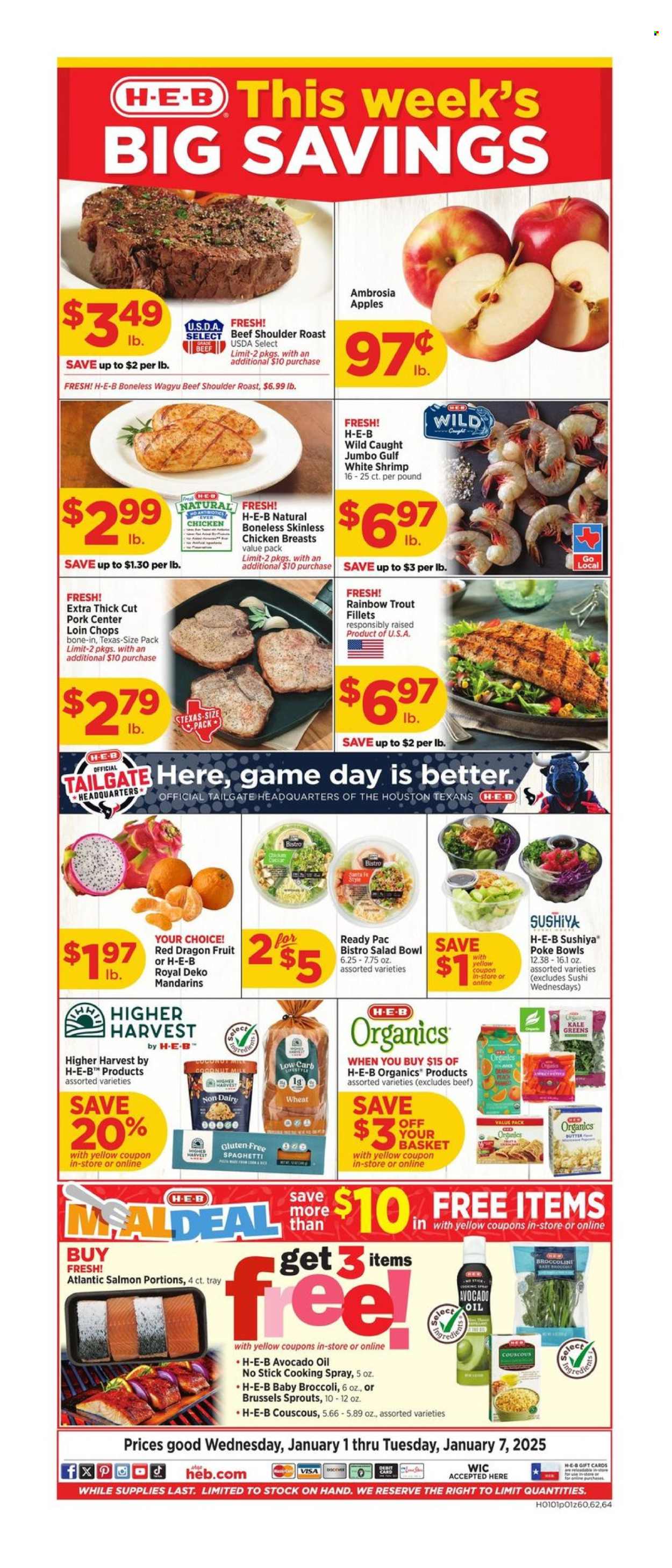 H-E-B ad - 01/01/2025 - 01/07/2025. Page 1