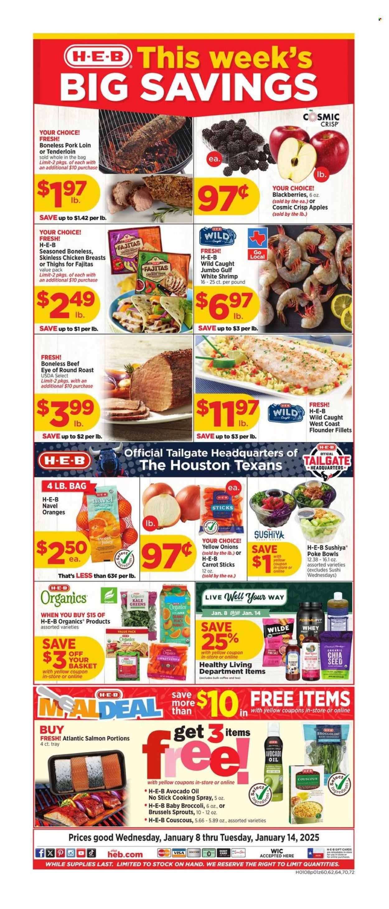 H-E-B ad - 01/08/2025 - 01/14/2025. Page 1
